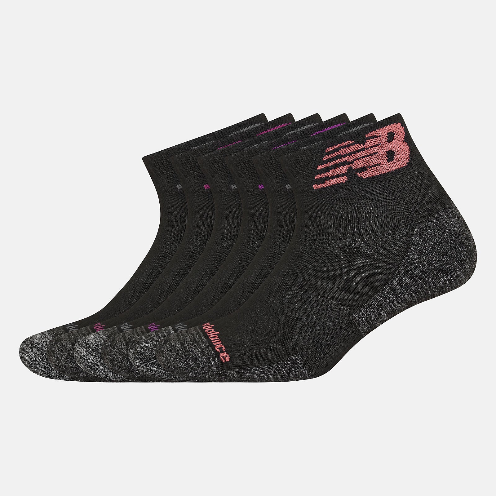 Performance Cushion Quarter Socks 6 Pack-Women|Men | New Balance