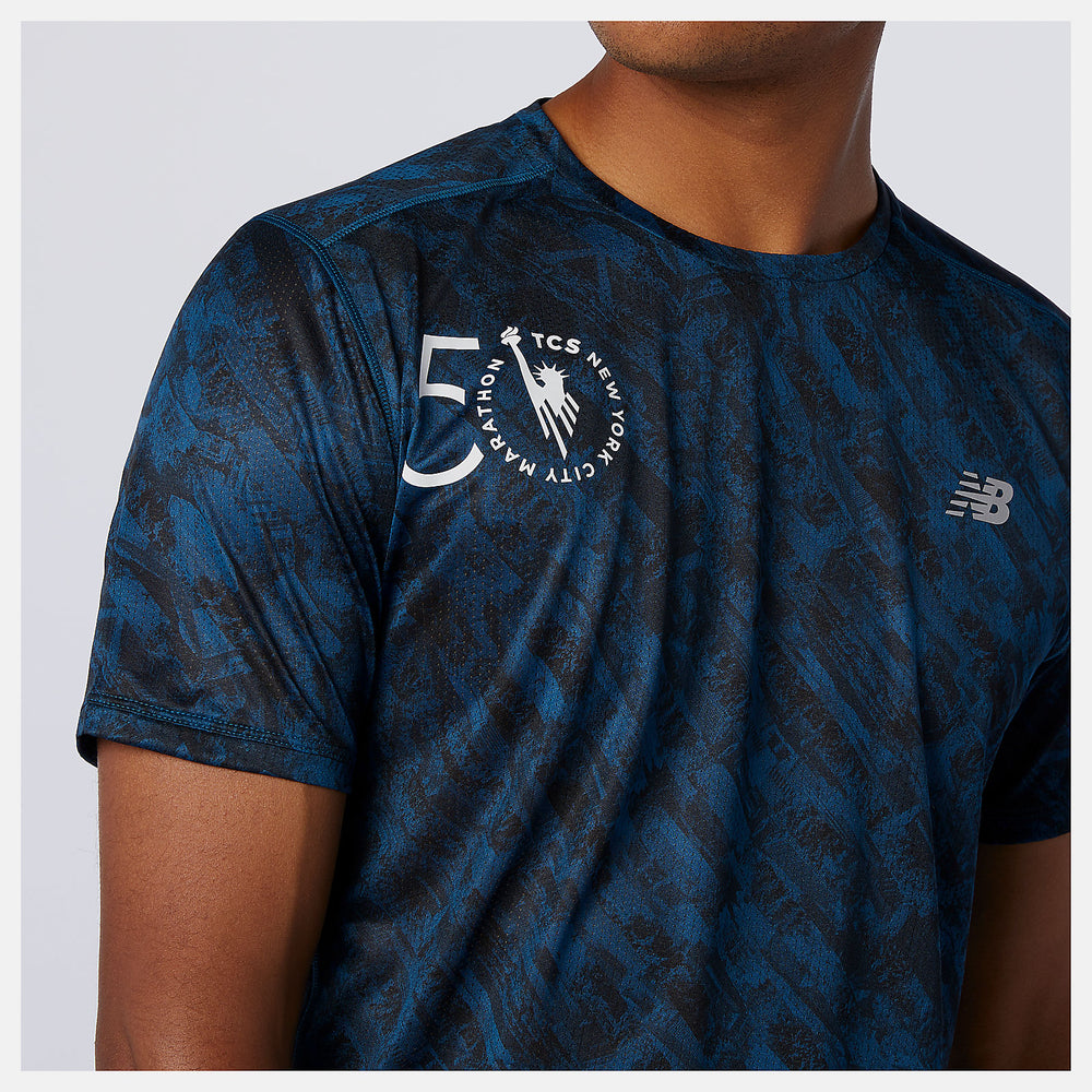 NYC Marathon Printed Impact Run Short Sleeve-Men | New Balance
