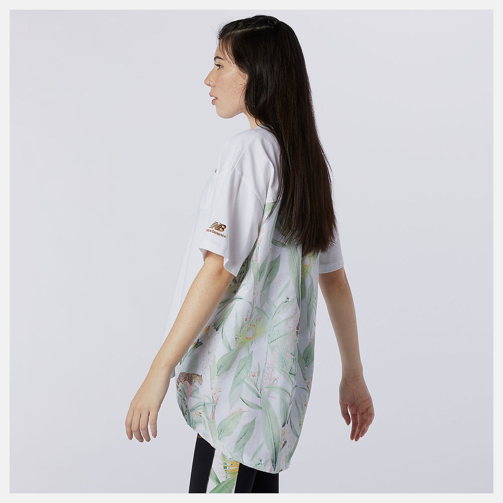 NB Essentials Botanical Knit Woven Mix Tee-Women | New Balance